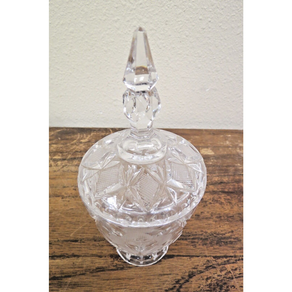 Vintage Crystal Creamer & Sugar Bowl - Etched Roses & Diamonds - Picture 7 of 8